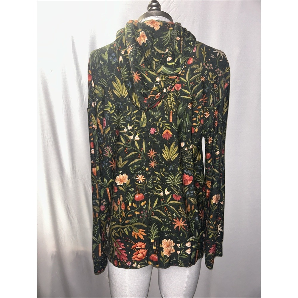 Anthropologie Farm Rio Floral Fleece Hoodie Womens Small Pullover Tropical - Picture 4 of 4